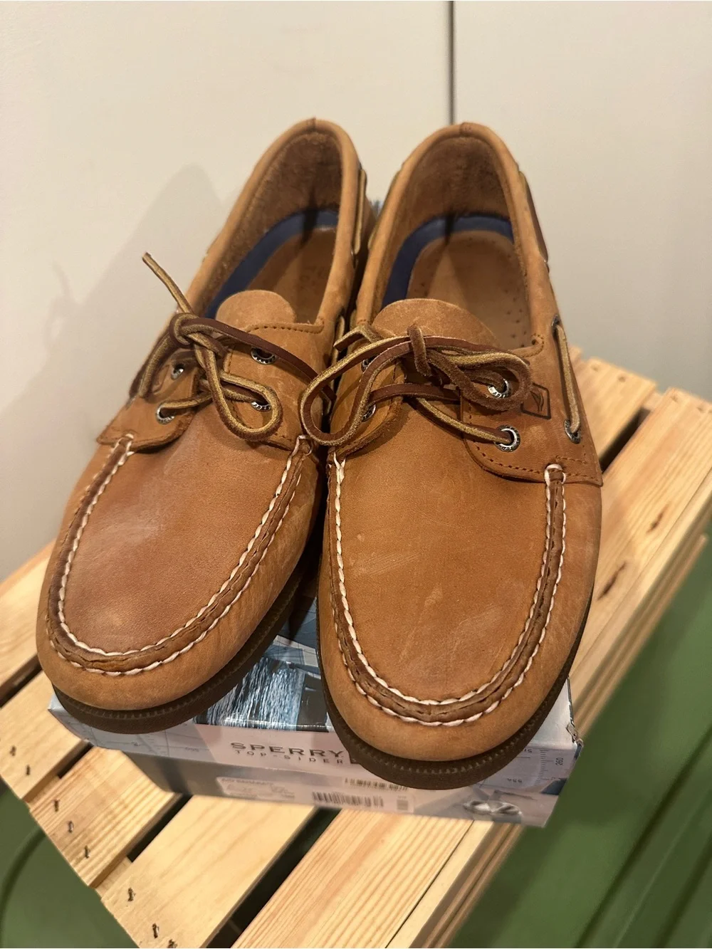 Sperry Men's A/O Sahara Sand/Tan Leather Moccasin Boat Shoes size 10